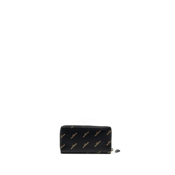 Balenciaga Logo Long Zip Wallet CalBNkin Black SHW