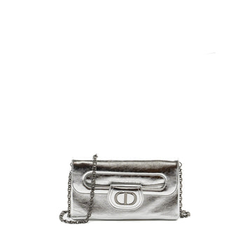 Top quality Dior Top quality Diordouble Clutch With Chains Calfskin Argent Black Hardware