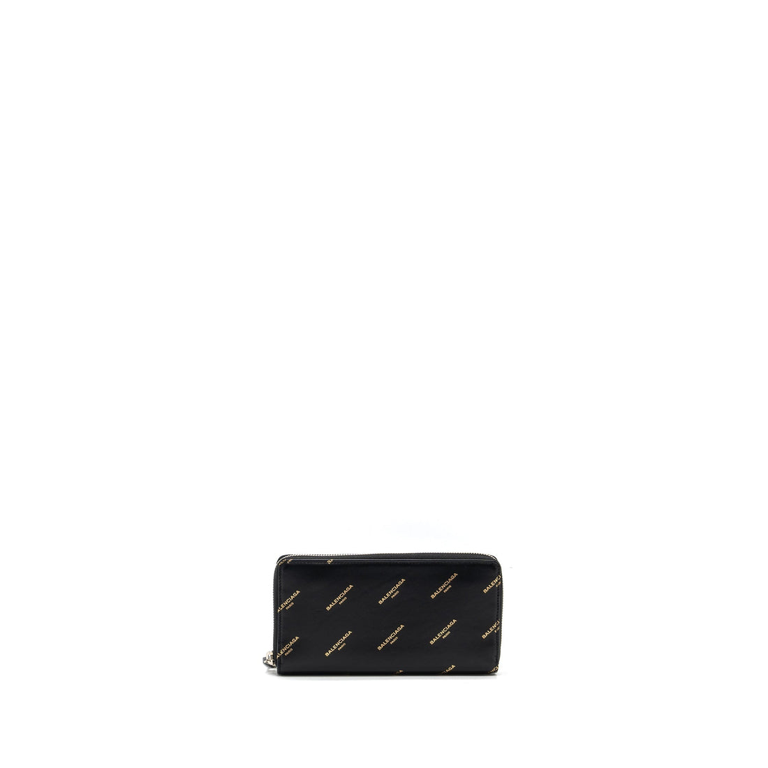 Balenciaga Logo Long Zip Wallet CalBNkin Black SHW