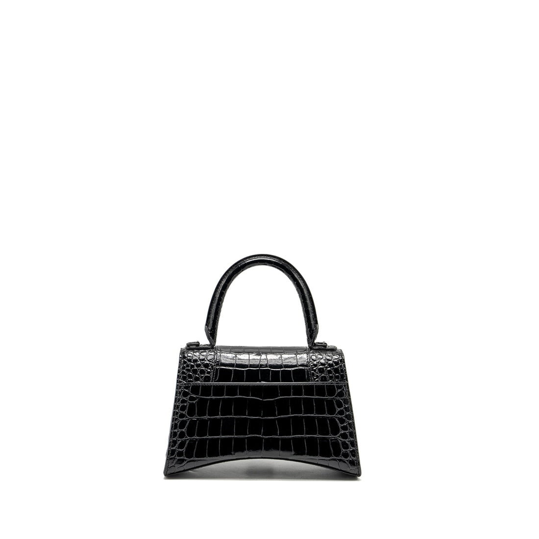Balenciaga Hourglass S Croc-Embossed CalBNkin So Black
