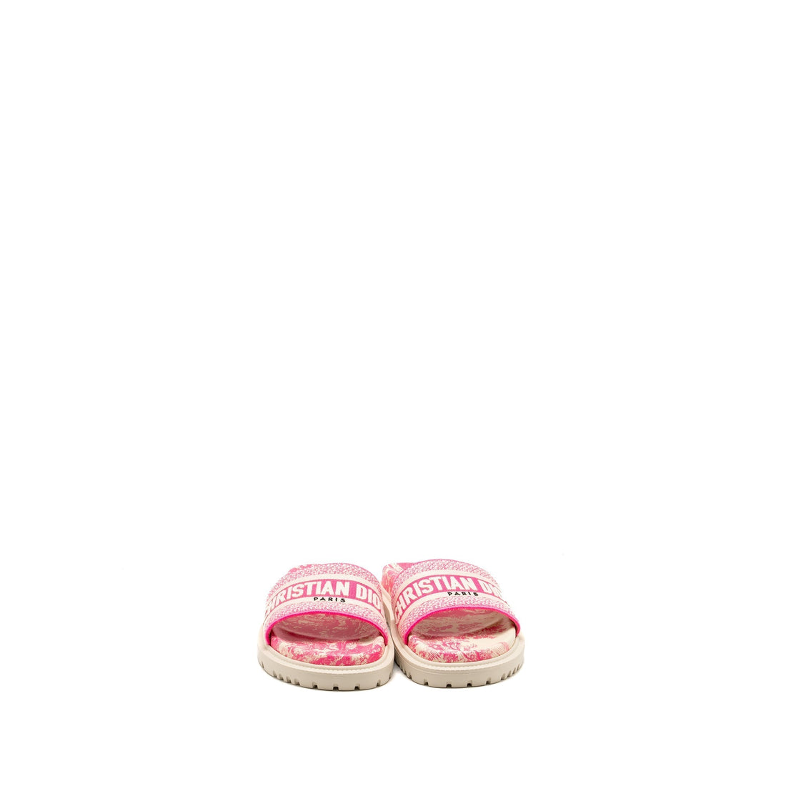 Top quality Dior size 37.5 Sandals Embroidered Cotton/ Rubber Pink