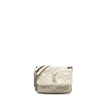 Saint Laurent/YSL Niki Baby Flap Bag CalBNkin White SHW