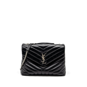 Saint Laurent /YSL Medium Lou Lou Bag CalBNkin Black Ruthenium Hardware