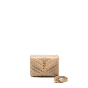 Saint Laurent/YSL Mini Toy Loulou Strap Bag CalBNkin Dark Beige GHW