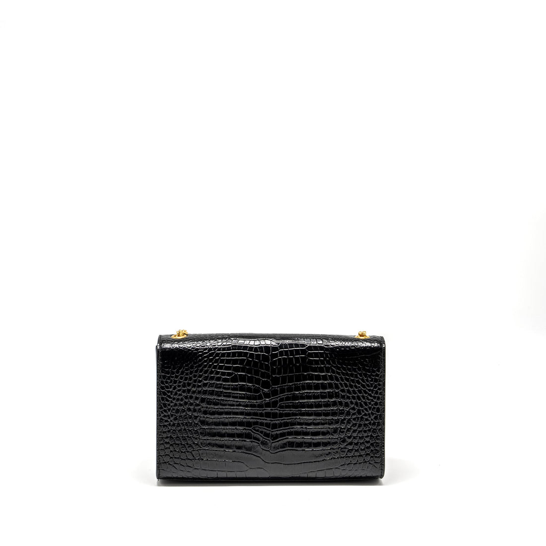 Saint Laurent/YSL Kate Tassel Bag Croc-Embossed CalBNkin Black GHW