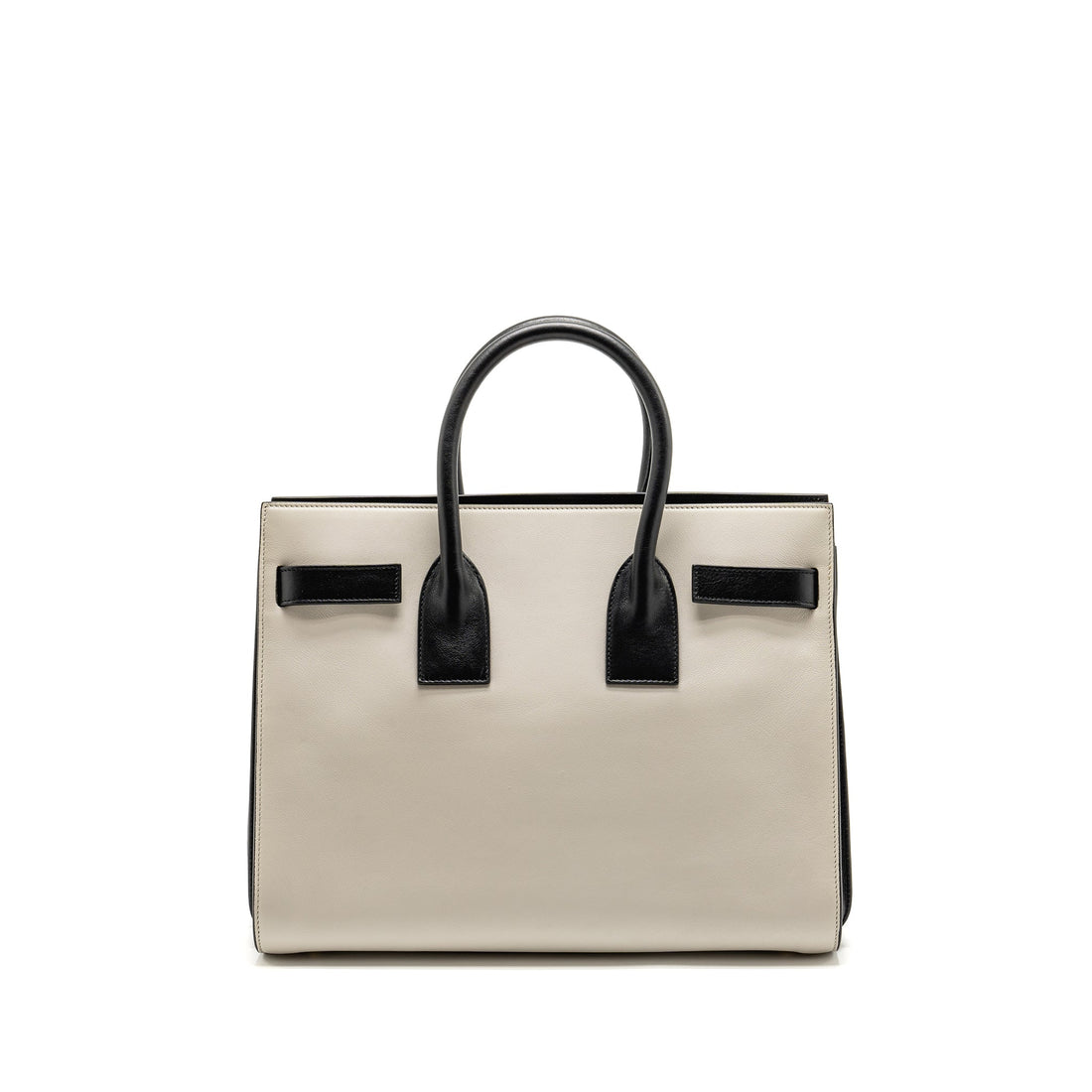 Saint Laurent /YSL Small Sac de Jour Tote Bag CalBNkin White / Black GHW