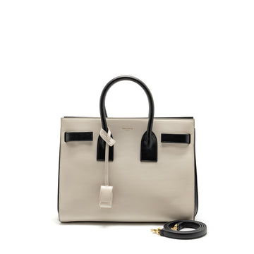Saint Laurent /YSL Small Sac de Jour Tote Bag CalBNkin White / Black GHW