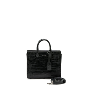 Saint laurent Sac De Jour Nano croc embossed calBNkin dark green SHW