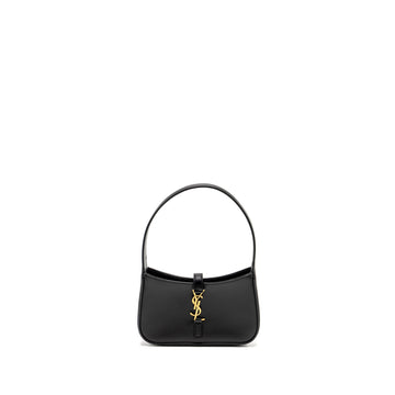 Saint Laurent / YSL Mini LE 5 A 7 Hobo Bag Smooth CalBNkin Black GHW
