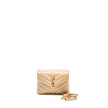 SAINT LAURENT / YSL Toy LouLou Quilted Shoulder Bag CalBNkin Beige GHW