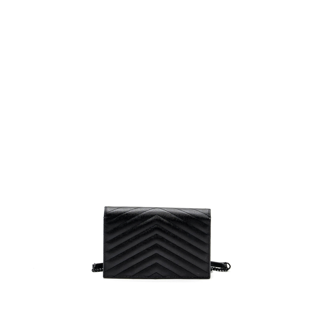 Saint Laurent/YSL Envelope Chain Wallet CalBNkin Black / Black Hardware