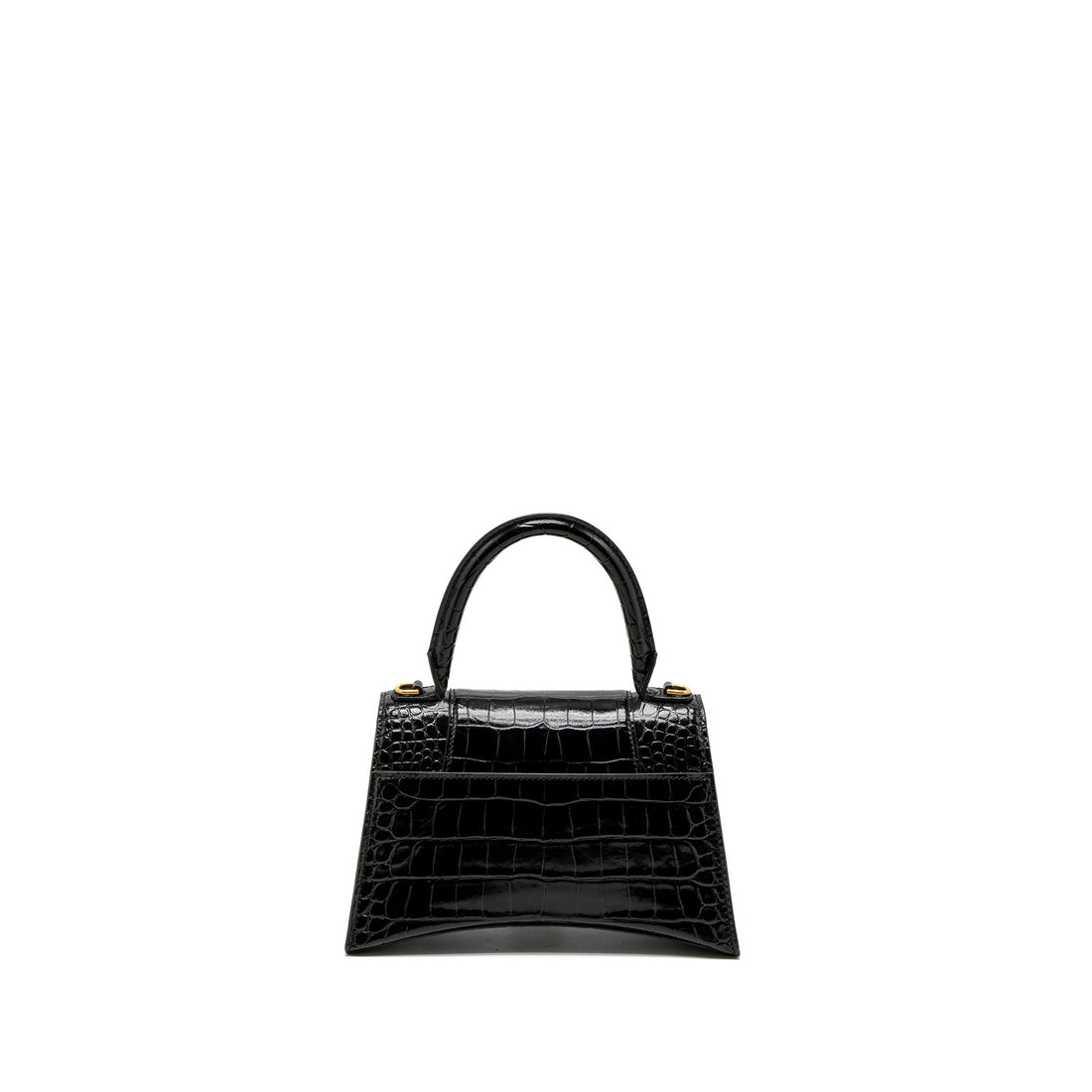 Balenciaga Small Hourglass Bag Croc-Embossed CalBNkin Black GHW