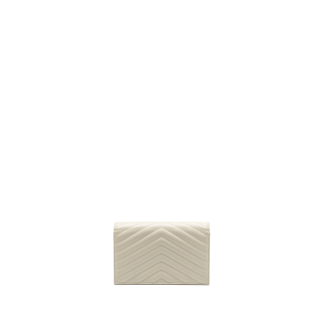 Saint Laurent envelope chain wallet grained calBNkin cream soft GHW