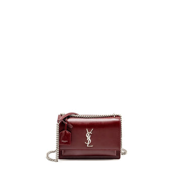 Saint Laurent/YSL Sunset Bag CalBNkin Burgundy SHW