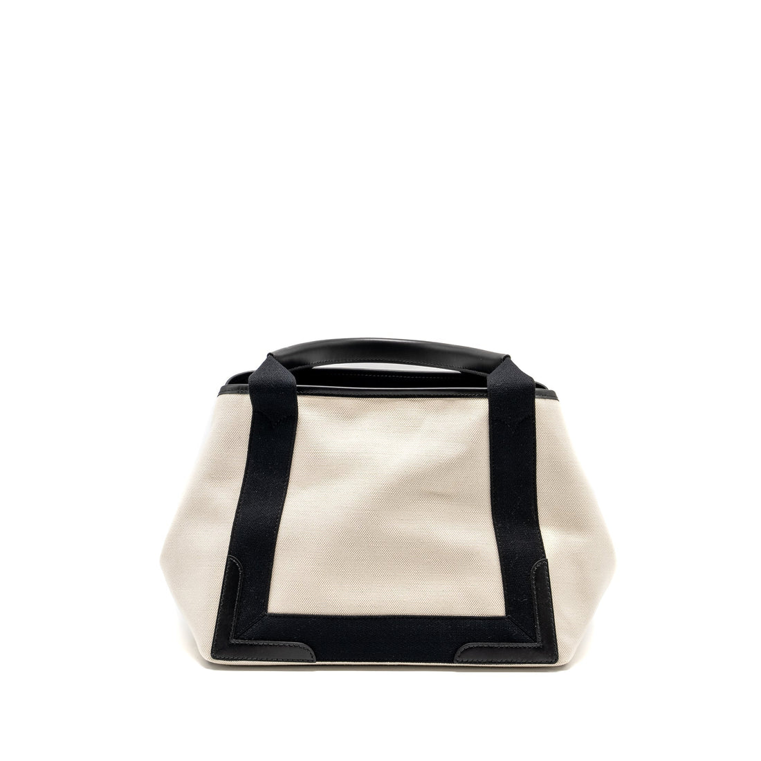 Balenciaga Cabas Tote Bag Canvas/CalBNkin Natural/Black SHW