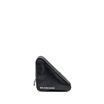 Balenciaga triangle zip clutch calBNkin black SHW