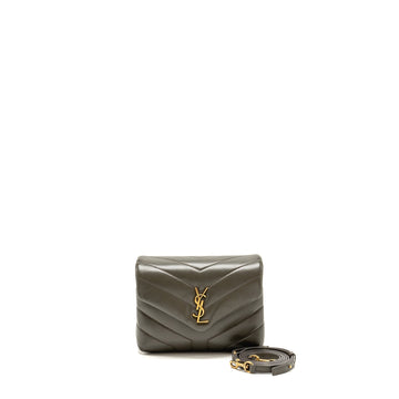 Saint Laurent/YSL Mini Toy Loulou Strap Bag CalBNkin Dark Green GHW