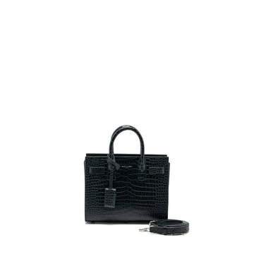 Saint Laurent/YSL Sac de Jour Nano Croc-embossed CalBNkin Dark Green SHW