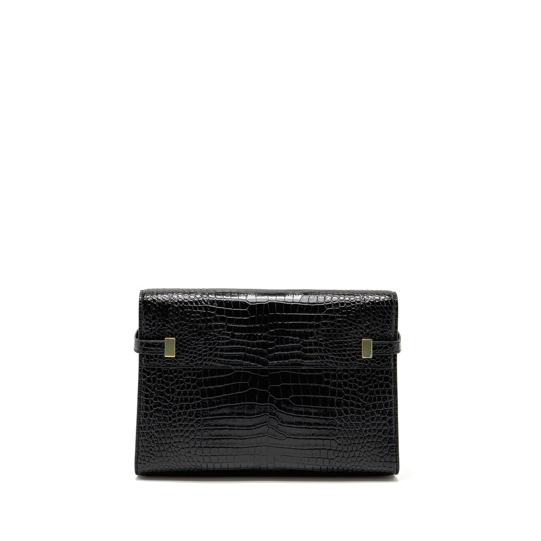 Saint Laurent medium Manhattan bag croc embossed calBNkin black GHW