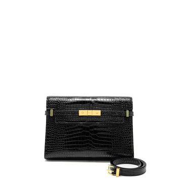 Saint Laurent medium Manhattan bag croc embossed calBNkin black GHW