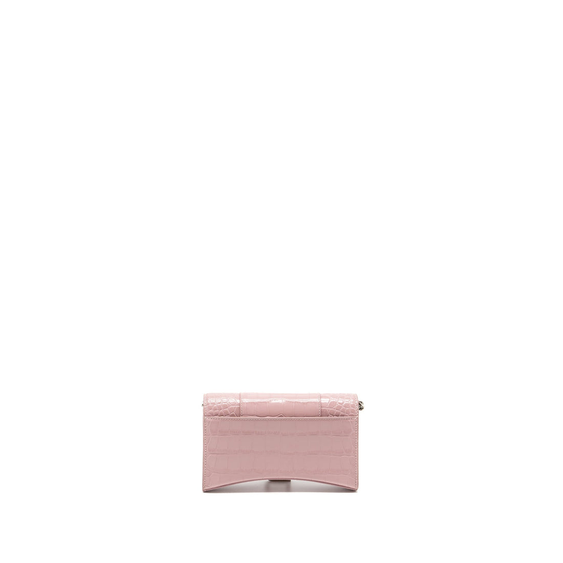 Balenciaga Hourglass Wallet on Chain Croc-Embossed CalBNkin Pink SHW