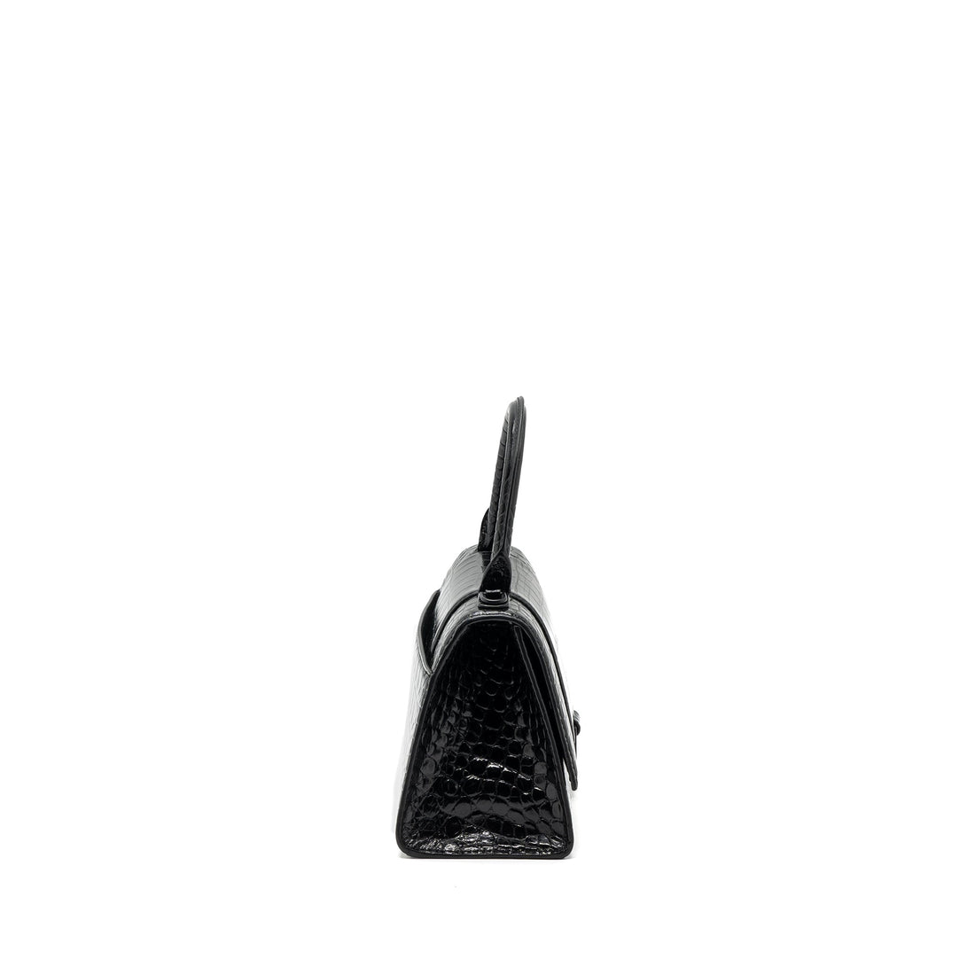 Balenciaga Hourglass S Croc-Embossed CalBNkin So Black