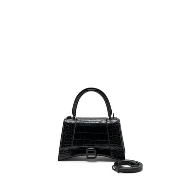 Balenciaga Hourglass S Croc-Embossed CalBNkin So Black