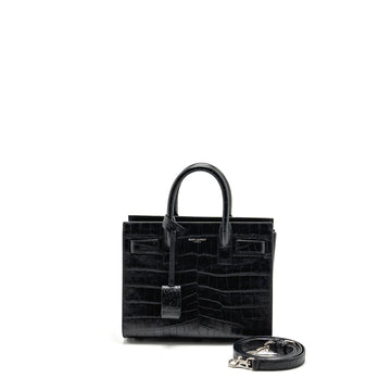Saint Laurent Nano Sac De jour croc embossed calBNkin black SHW