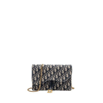 Top quality Dior Saddle Flap Bag Blue Top quality Dior Oblique Embroidery
