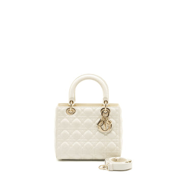 Top quality Dior Medium Lady Top quality Dior bag lambskin white