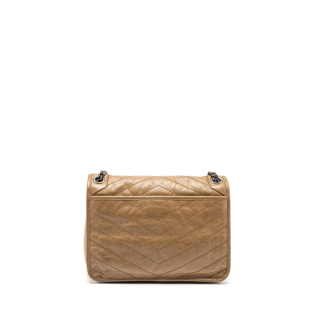 Saint Laurent Medium Niki Bag Crinkled CalBNkin Dark Beige Ruthenium Hardware