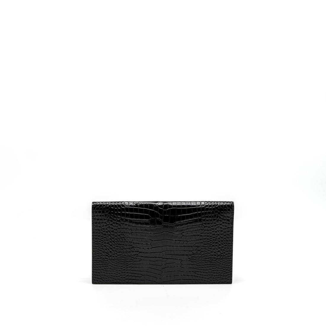 Saint Laurent/YSL Uptown Pouch Croc-Embossed CalBNkin Black SHW