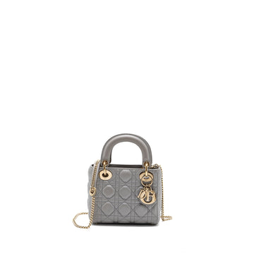 Top quality Dior Mini Lady Top quality Dior Lambskin Light Grey