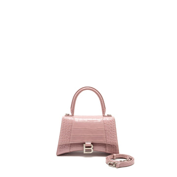 Balenciaga Hourglass S Croc-Embossed CalBNkin Pink SHW