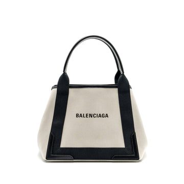 Balenciaga Cabas Tote Bag Canvas/CalBNkin Beige/Black SHW