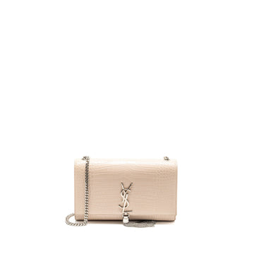Saint Laurent/YSL Kate Bag Croc-Embossed CalBNkin Beige SHW