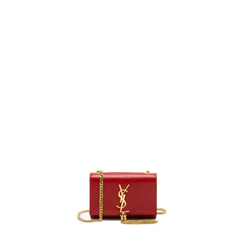 Saint Laurent/YSL Small Kate Bag Tassel CalBNkin RED GHW