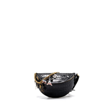 Balenciaga SOUVENIR BELT BAG Croc-Embossed CalBNkin Black GHW
