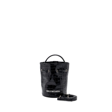 Balenciaga XS Everyday Drawstring Bucket Bag Black SHW