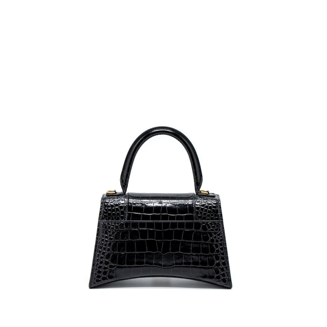 Balenciaga Hourglass Small Handbag Croc Embossed CalBNkin Black GHW