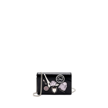 Top quality Dior Top quality Diorama wallet on chain limited print lambskin black