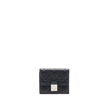 Top quality Dior Compact Wallet Lambskin Black/Pink
