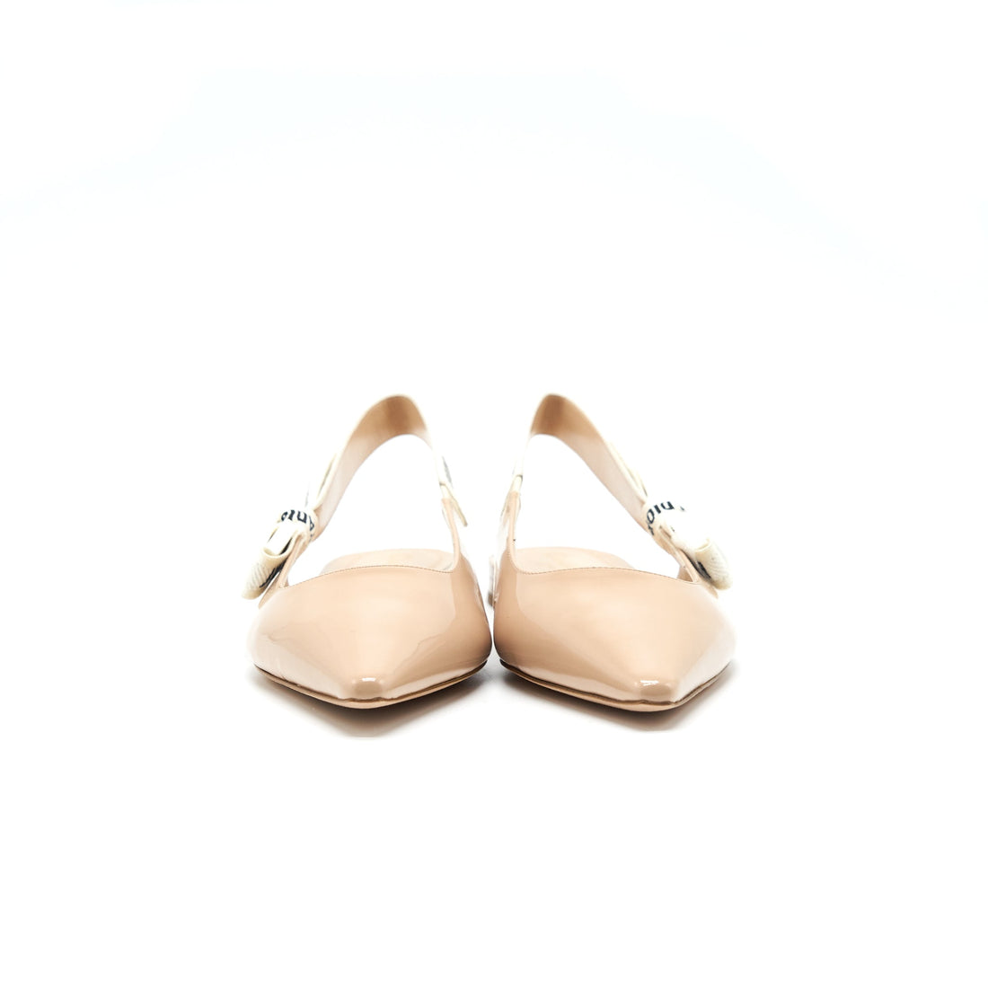 CHRISTIAN Top quality Dior Slingback SIZE39 Ballet Flats Patent Leather Beige