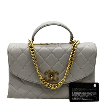 Pearl Street Bags Chanel Trendy Spirit Top Handle Quilted Leather Shoulder Bag Grey