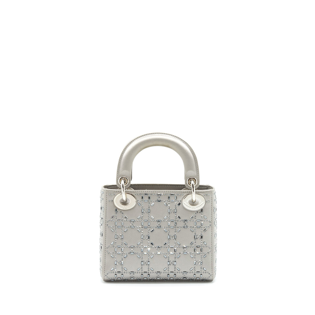 Top quality Dior Mini Lady Top quality Dior Satin Crystal Cannage Grey
