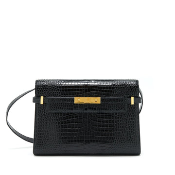 Saint Laurent/YSL Manhattan Shoulder Bag Shiny Croc-Embossed Black GHW