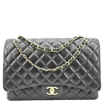 Pearl Street Bags Chanel Maxi Double Flap Lambskin Leather Shoulder Bag Black