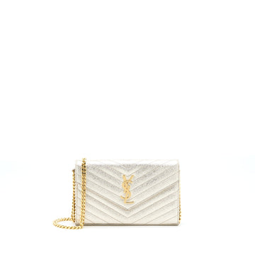 Saint Laurent/YSL Envelop Chain Wallet CalBNkin Gold GHW