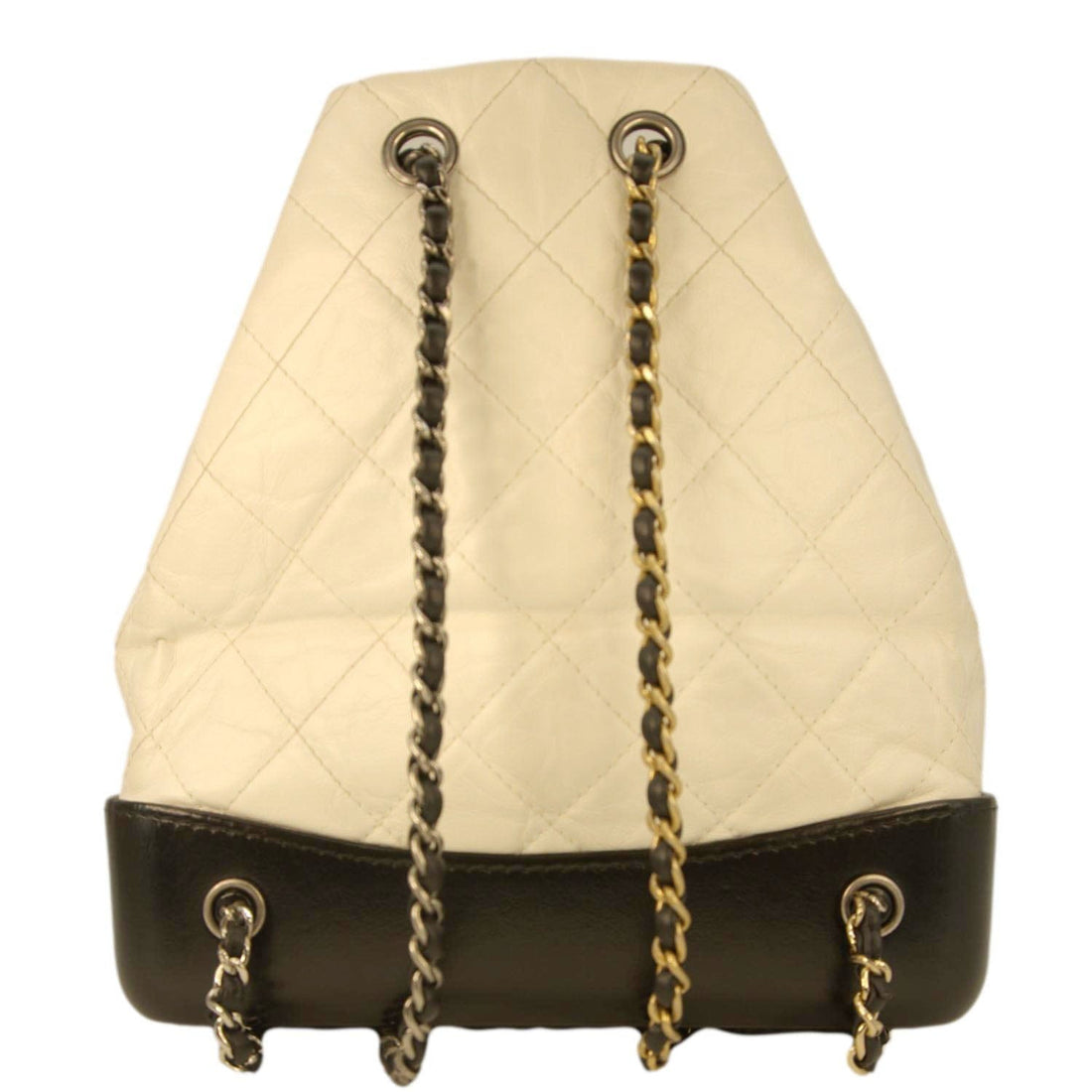 Chanel Gabrielle Small Quilted Aged CalBNkin Leather Backpack Bag White