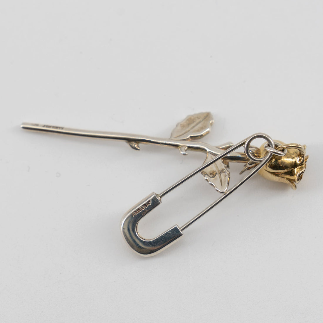 Ambush Rose Charm Safety Pin Mono Earring